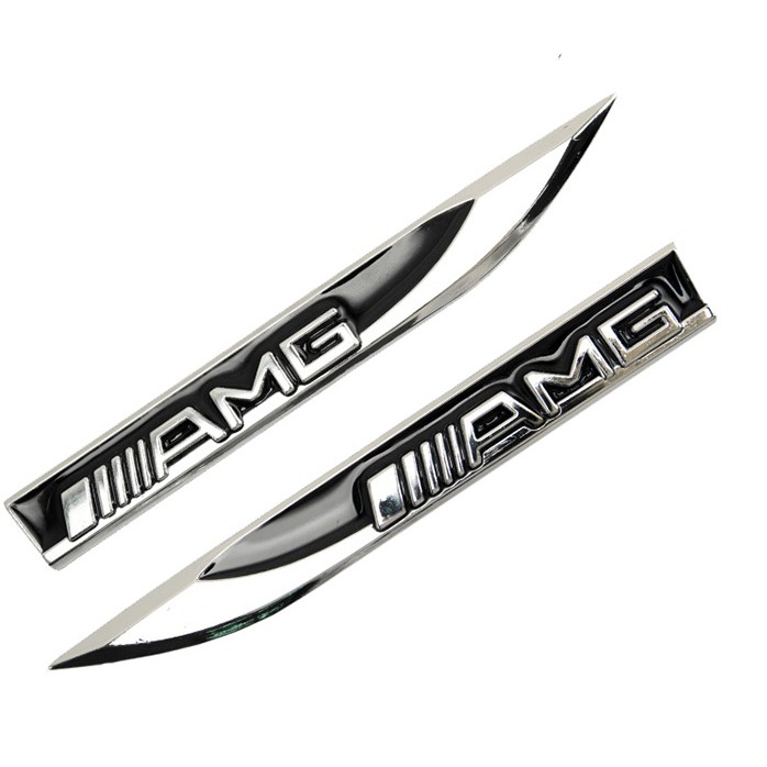 Bộ 2 mang cá kim loại AMG dán xe ô tô