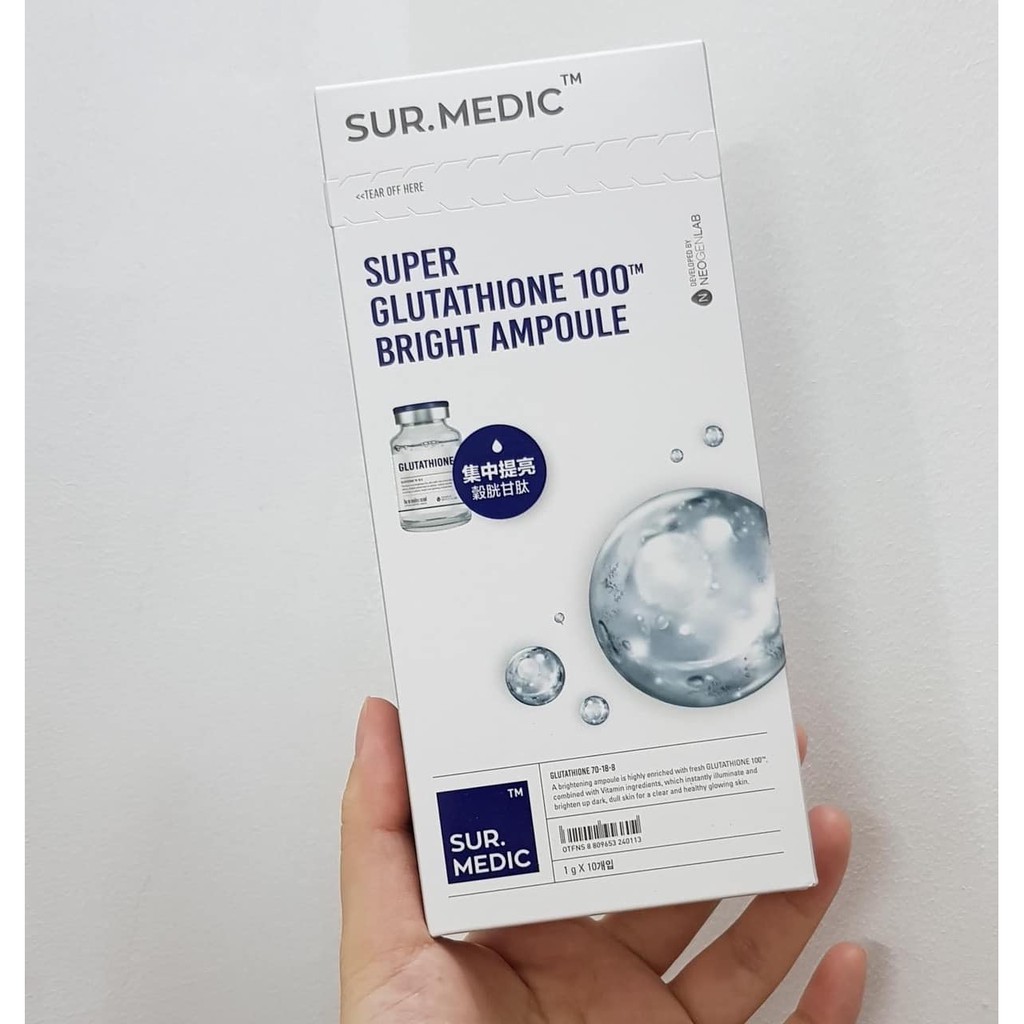 Combo 5 ống Tinh Chất Truyền Trắng Da Sur.Medic+ Super Glutathione 100TM Bright Ampoule 1g