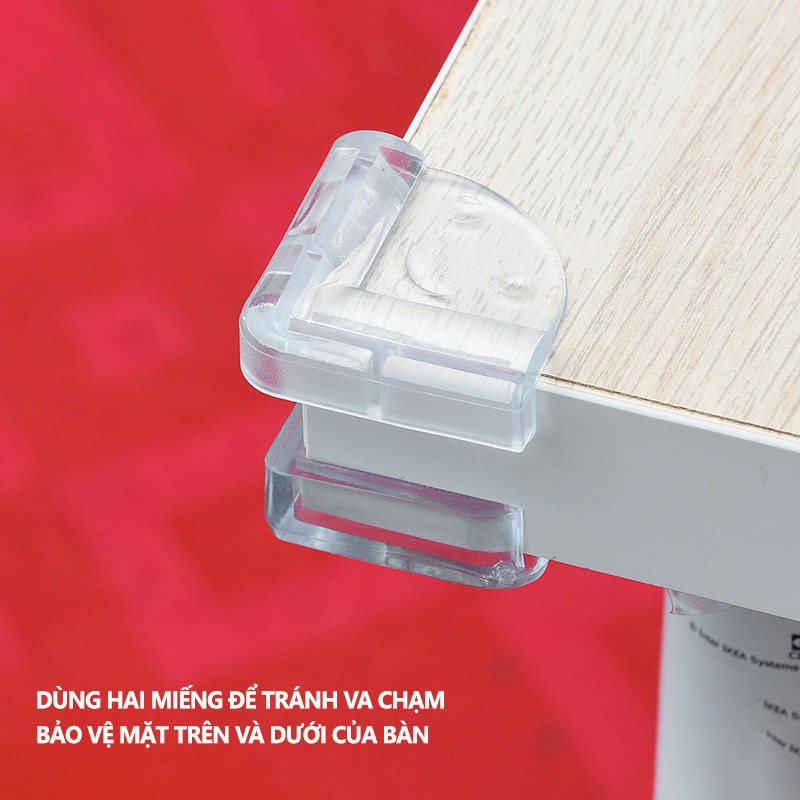 Miếng Bọc Góc Bàn Bịt Cạnh Góc Vuông Chất Liệu Silicone Cao Cấp Có Đệm Đàn Hồi An Toàn Cho Bé