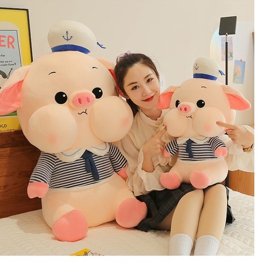 Gấu Bông Heo Thủy Thủ Má Bánh Bao Cute, Heo Bông Mặc Aó Sọc Dễ Thương, Qùa Tặng Cao Cấp