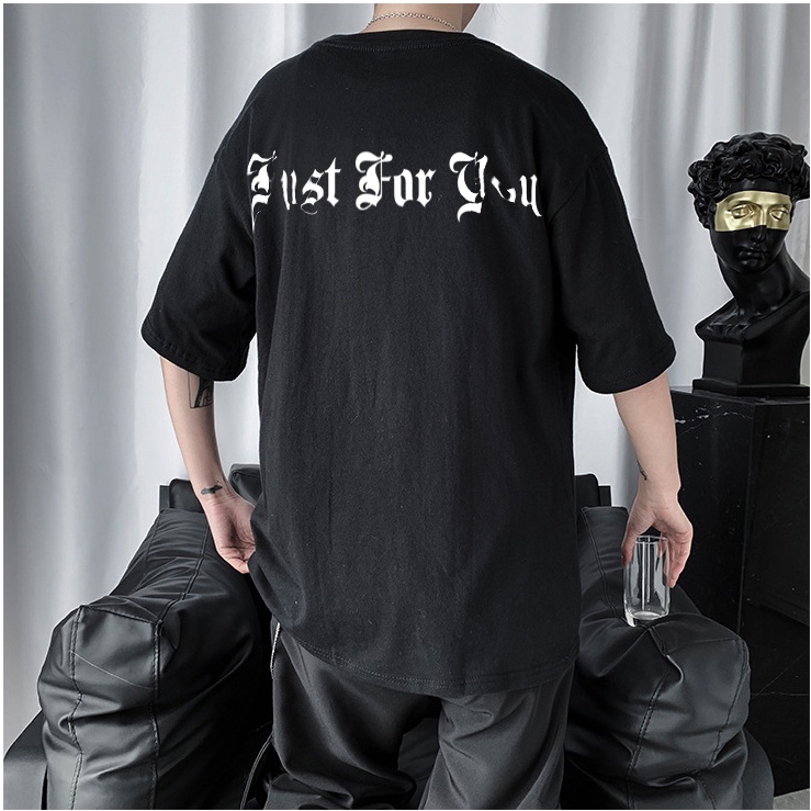 Áo thun JUSFORYOU và Future Is Now nam nữ unisex form rộng Black tee basic oversize