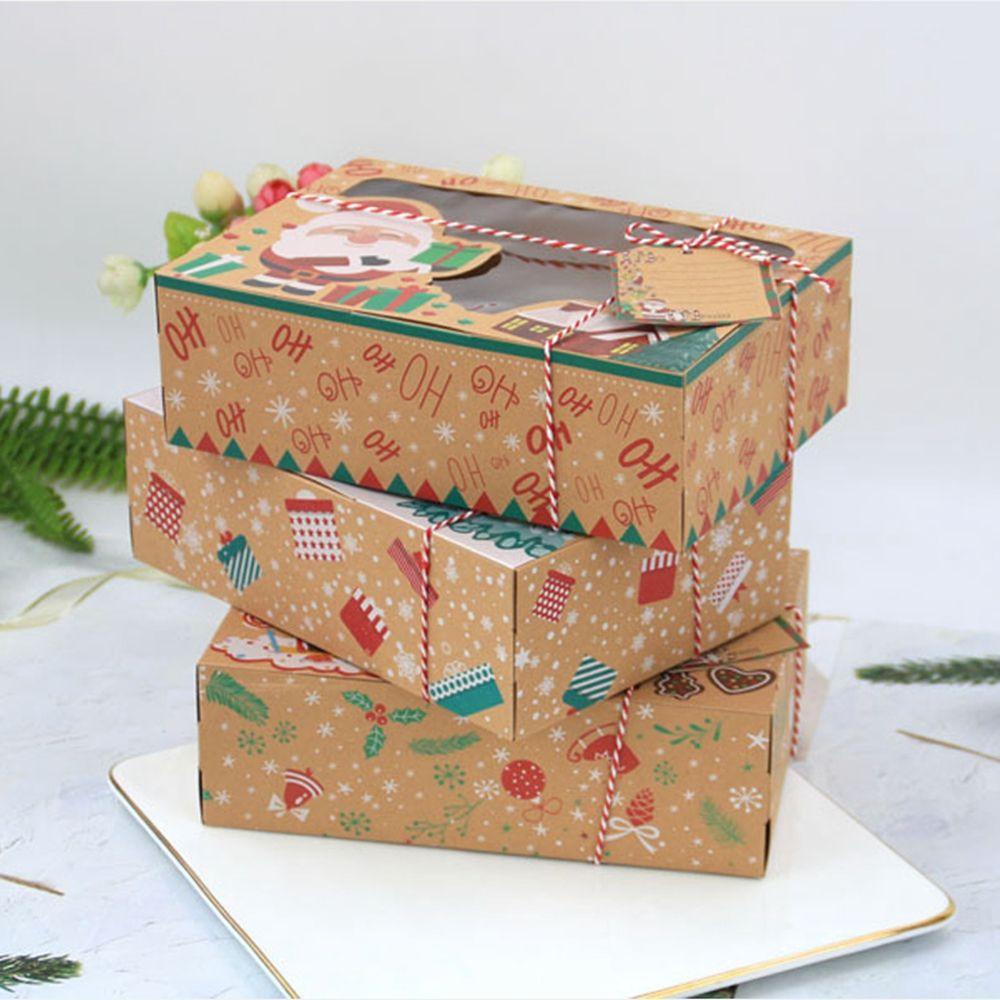 Hộp Đựng Bánh Quy / Muffin / Bánh Ngọt / Tráng Miệng Đa Năng Có Cửa Sổ Dùng Làm Quà Tặng Giáng Sinh