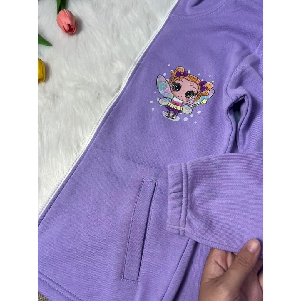 Áo khoác dây kéo bé gái mùa hè Con Xinh hình in Công Chúa Phép Thuật, thời trang cho bé từ 13 đến 50kg