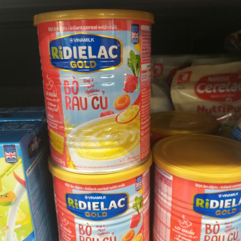 Bột ăn dặm Ridielac bò rau củ hộp thiếc 350g