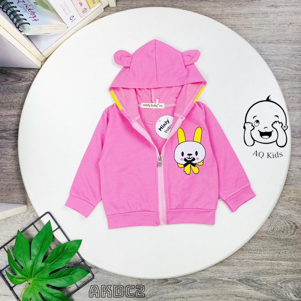 [BÉ 18-28kg] Áo Khoác Chống Nắng Minly Baby Vải Da Cá Dày Dặn, Phối Tai Thỏ Dễ Thương Size 130-170 Cho Bé Unibaby AKDC