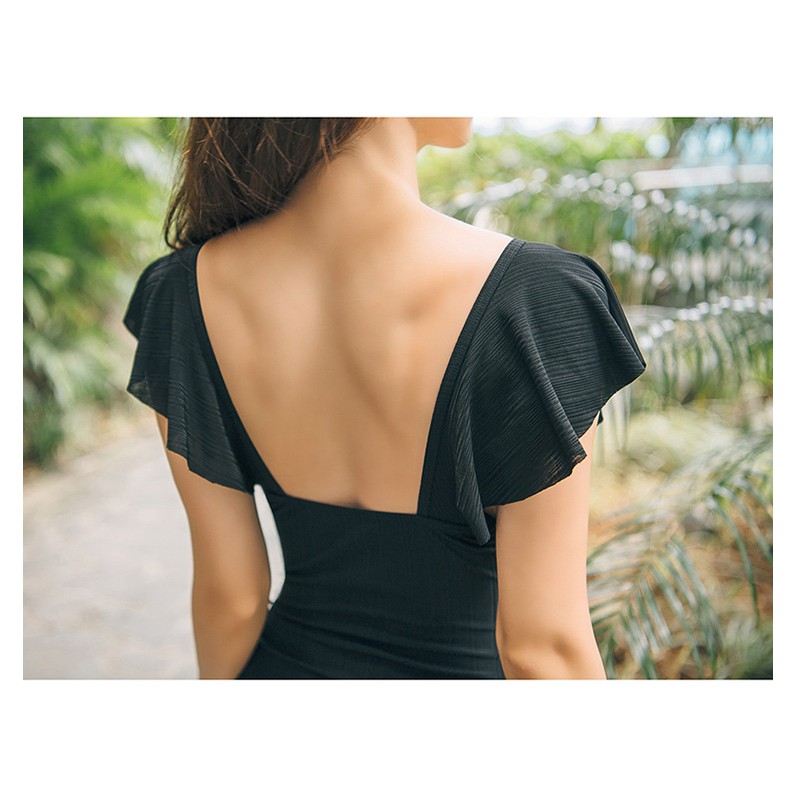 Có sẵn - Đồ bơi nữ liền mảnh thun lạnh hồng trắng đen
