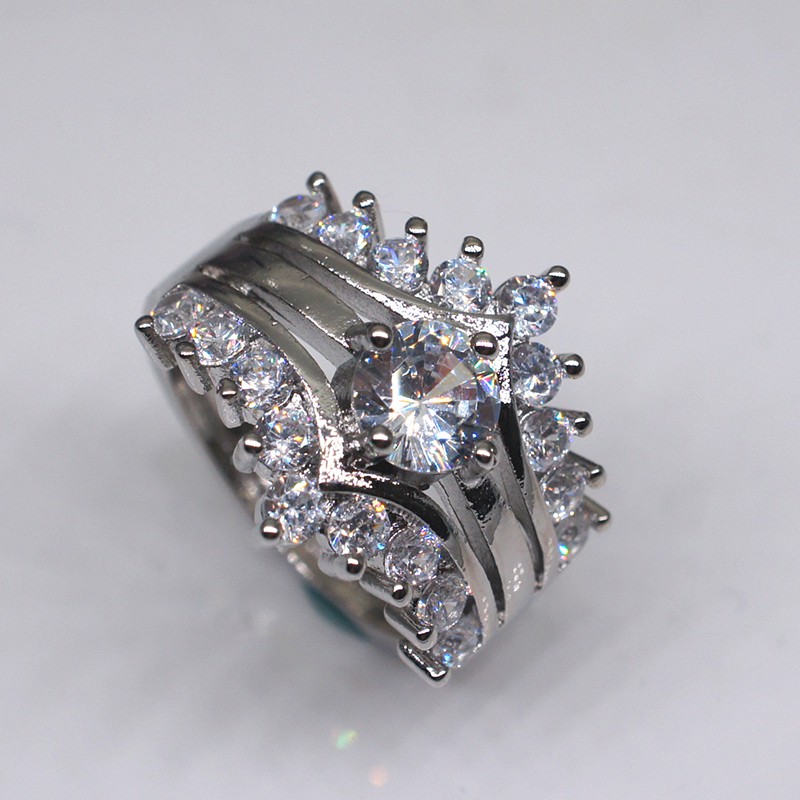 Set nhẫn bạc 925 đính kim cương nhân tạo cho nữ