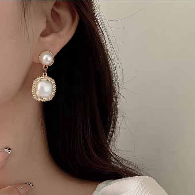 MOCHASHUKhuyên tai MOCHASHU đính hạt ngọc trai giả phong cách Hàn Quốc tùy chọn