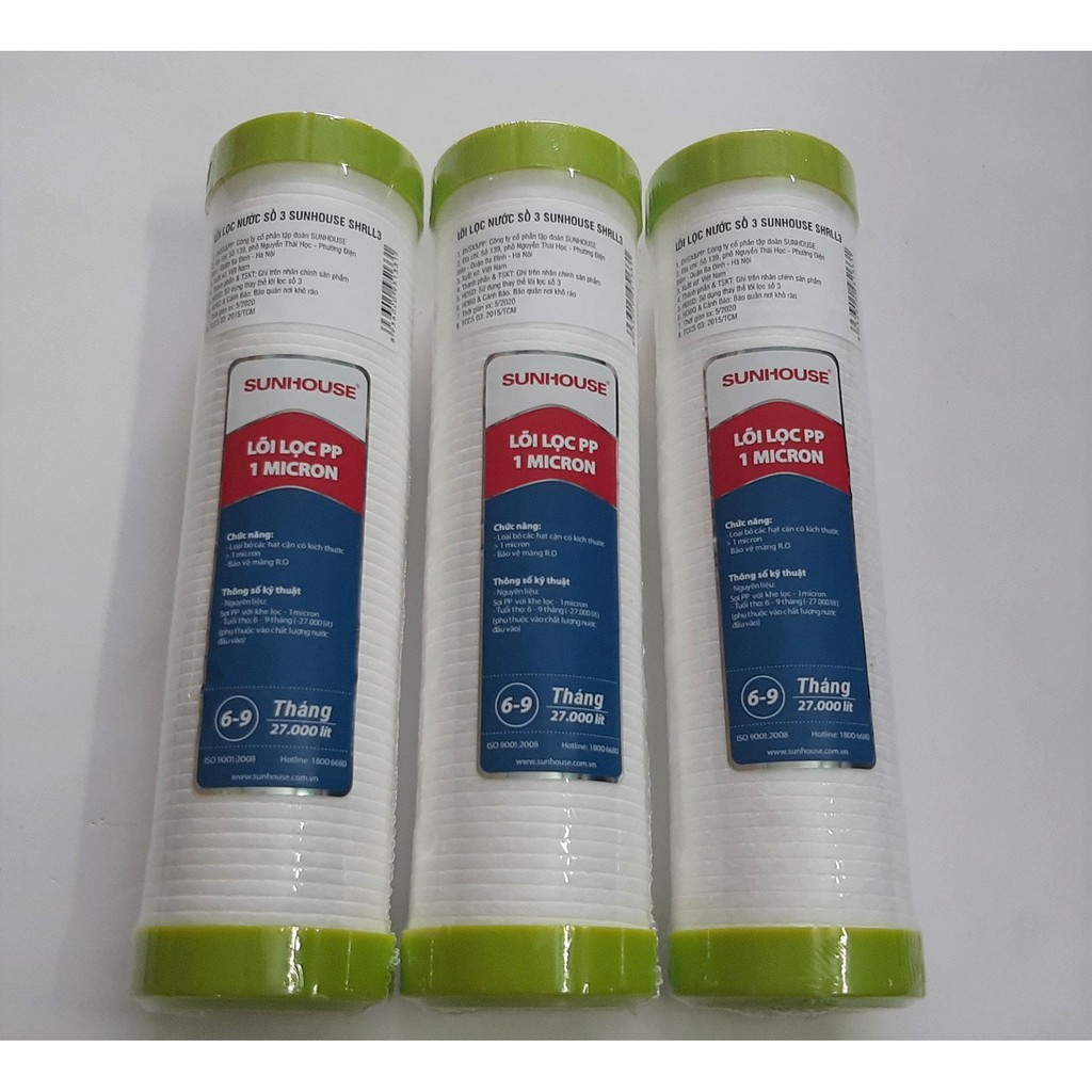 LÕI LỌC 123 SUNHOUSE DÙNG ĐƯỢC CHO NHỮNG MÁY LỌC NƯỚC có cốc là 10inch
