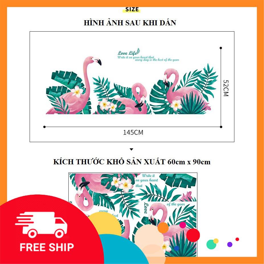 ⚡️𝗙𝗥𝗘𝗘𝗦𝗛𝗜𝗣⚡️ Decal dán tường Combo hạc hồng và khung ảnh