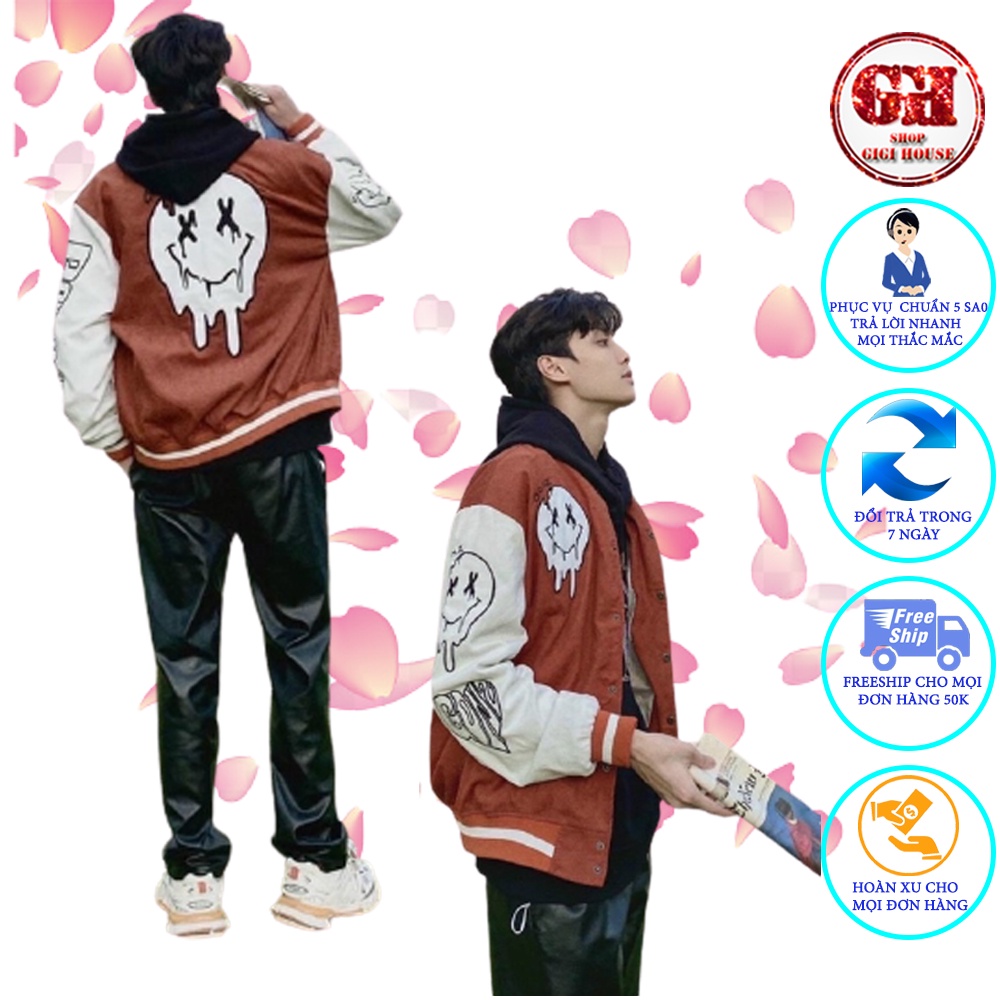 Áo Khoác Bóng Chày Bomber In Hình Siêu Xinh Form Rộng Unisex-AKNHUNGHOATHINH