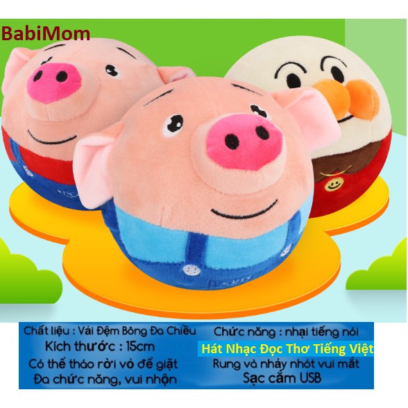 Đồ Chơi Chú Heo thông minh, Bóng Nhảy Nhót, biết nói, biết hát, ghi âm phát tiếng nói