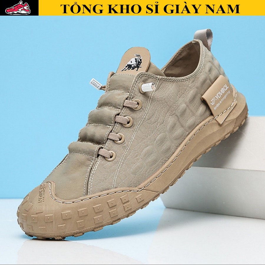 Giày lười nam cao cấp chất liệu vải jeans dập vận cá sấu kiểu dáng cực ngầu phong cách cá tính J398