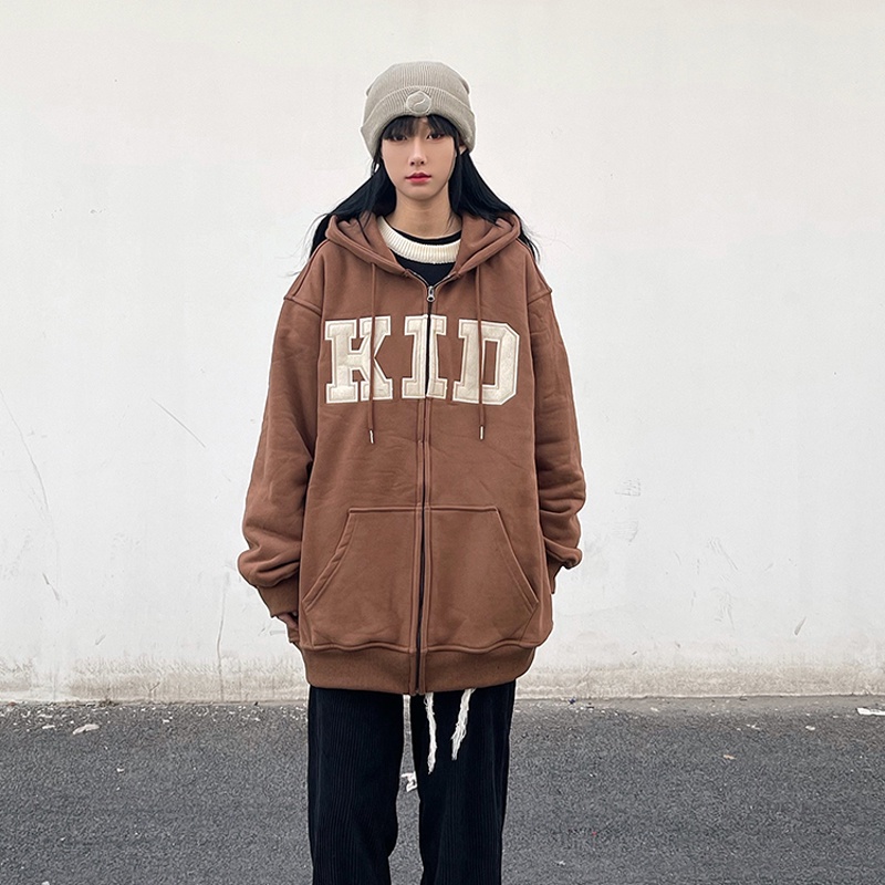 IELGY  Áo Hoodie Mỏng Thêu Chữ Thời Trang Cho Nữ