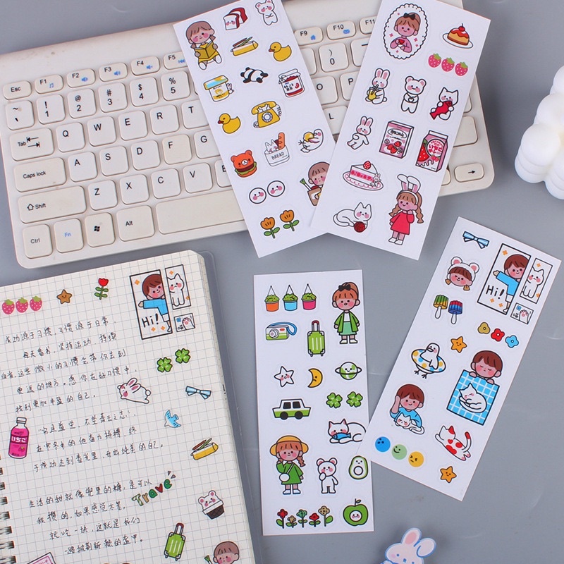 Sticker Dán Trang Trí Thủ Công Cho Điện Thoại/ Nhật Ký Hình Cô Bé Đáng Yêu - Văn Phòng Phẩm Sáng Tạo