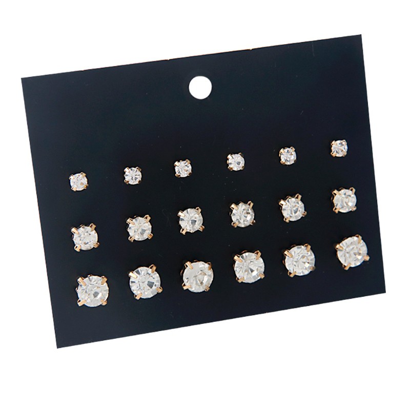 Set 9 Đôi Khuyên Tai Đính Đá Zircon Hình Tròn Cổ Điển Cho Nữ