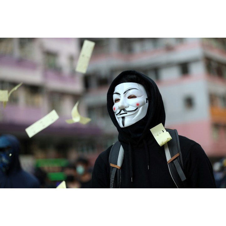 Mặt nạ hacker Anonymous mặt nạ hóa trang thằng hề vàng và trắng LANLAN KIDS