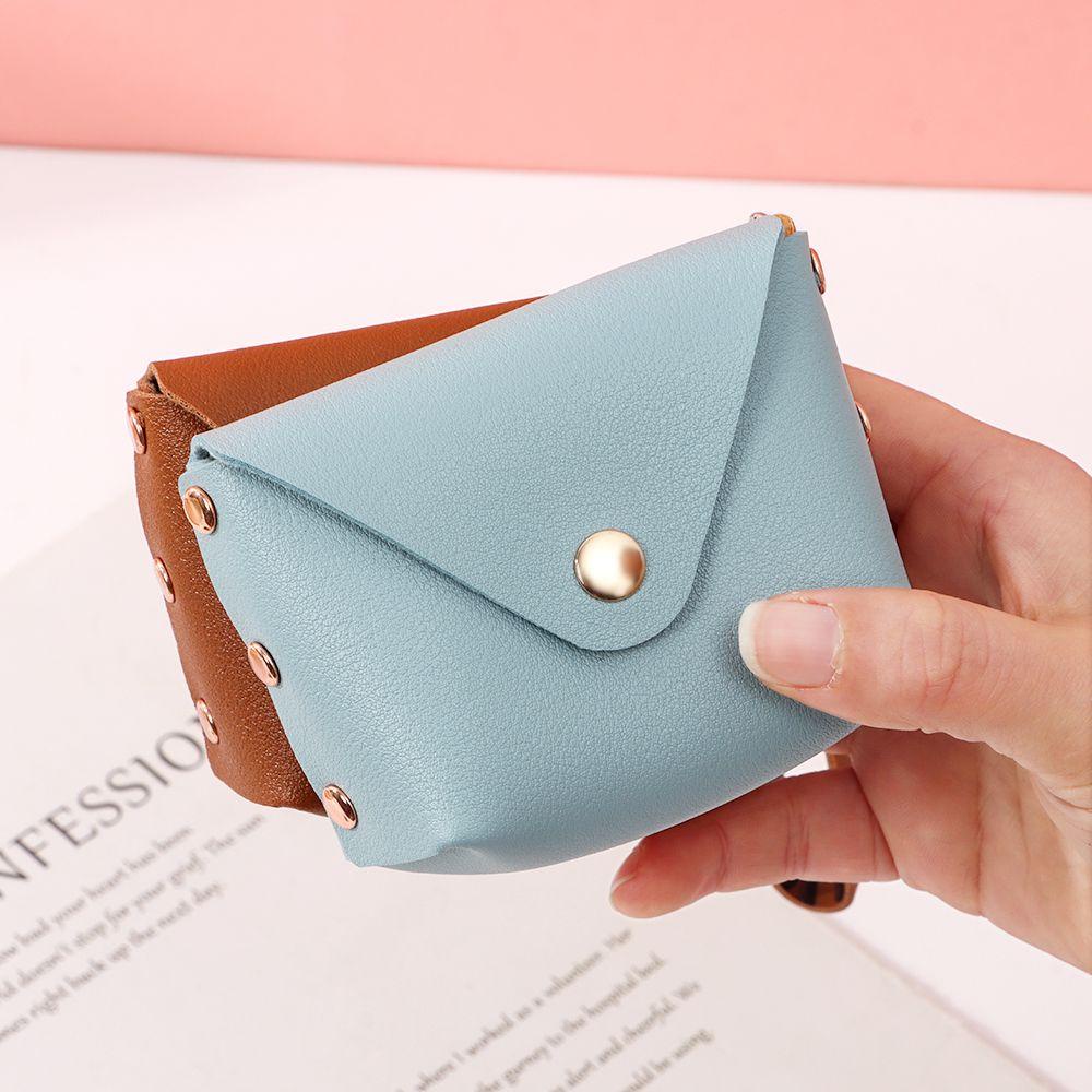 Ví Da PU Màu Trơn Mini Có Khóa Bấm Đa Màu Sắc Đựng Tiền Xu Dành Cho Nam Và Nữ