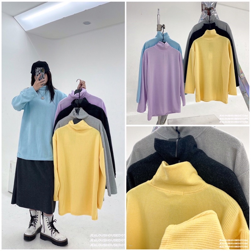 Áo len nữ, len cổ cao gân dọc MAISUIER 5511