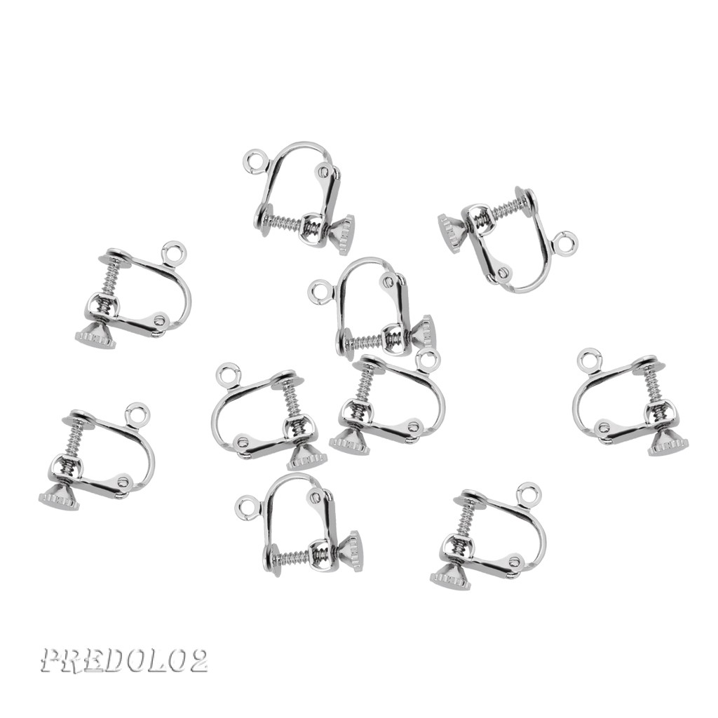 10Pcs     Silver     Ear     Wire     Screw     on     Contact     Clip     On