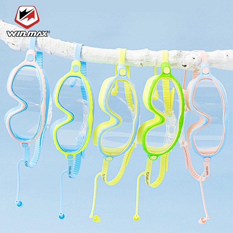 Kính bơi WINMAX chống tia UV chống tràn nước kèm nút bịt tai cho trẻ em và người lớn khi đi bơi