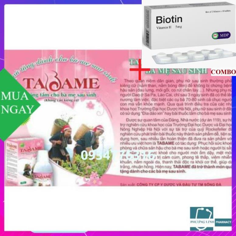 Combo Biotin 5mg+ TABAME - XÔNG TẮM CHO BÀ MẸ SAU SINH