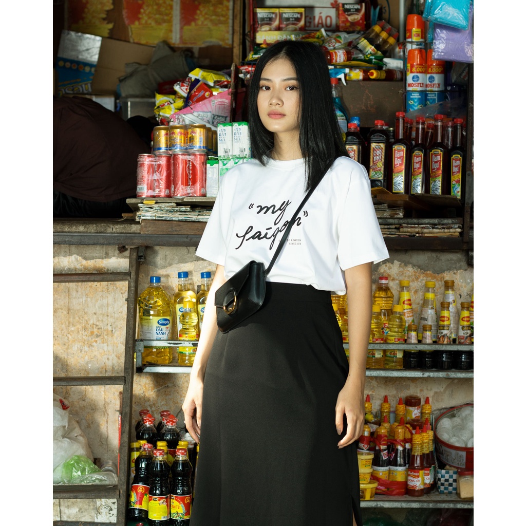 Áo thun unisex In họa tiết chữ trắng cao cấp MY SAIGON form basic 100% cotton SOUL OF A NATION  VER 2 - Đen/Trắng/Nâu