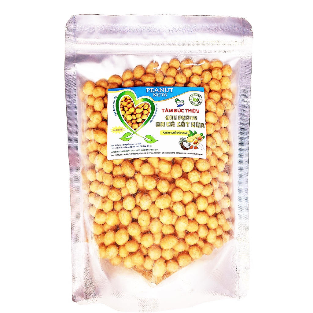Combo 1KG: Đậu Phộng Da Cá Nước Cốt Dừa và Đậu Hà Lan Tỏi Ớt Tâm Đức Thiện  đồ ăn vặt