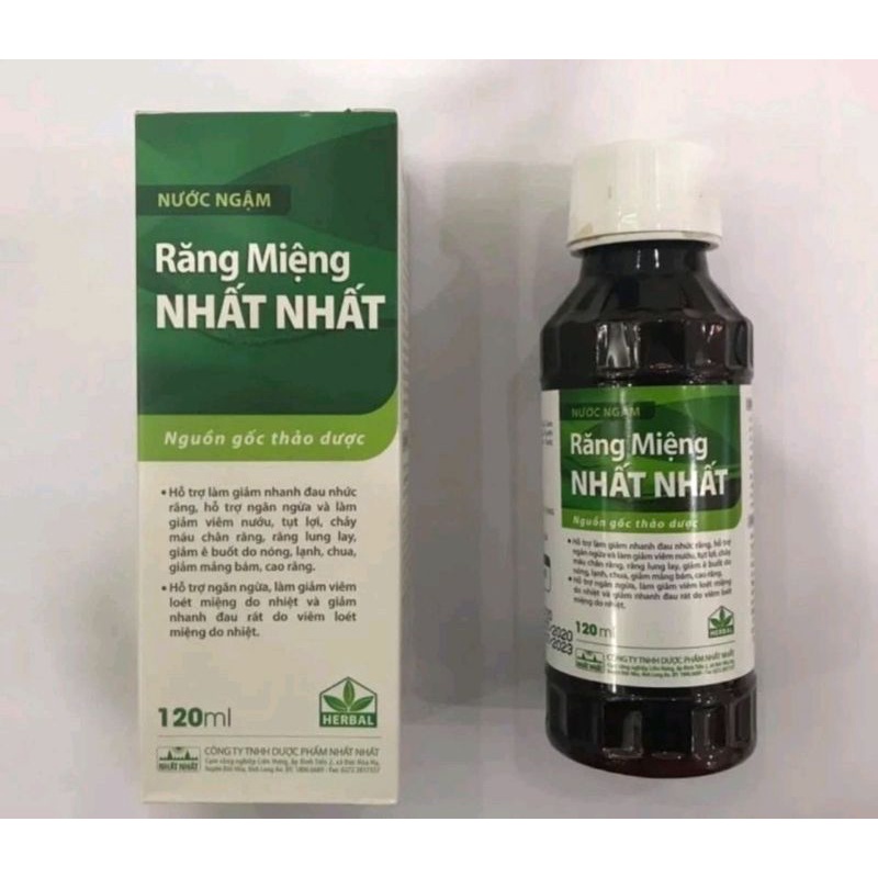 Nước ngậm răng miệng Nhất Nhất Plus - giúp giảm viêm nướu, tụt lợi, nhiệt miệng, sâu răng - chai 120 ml