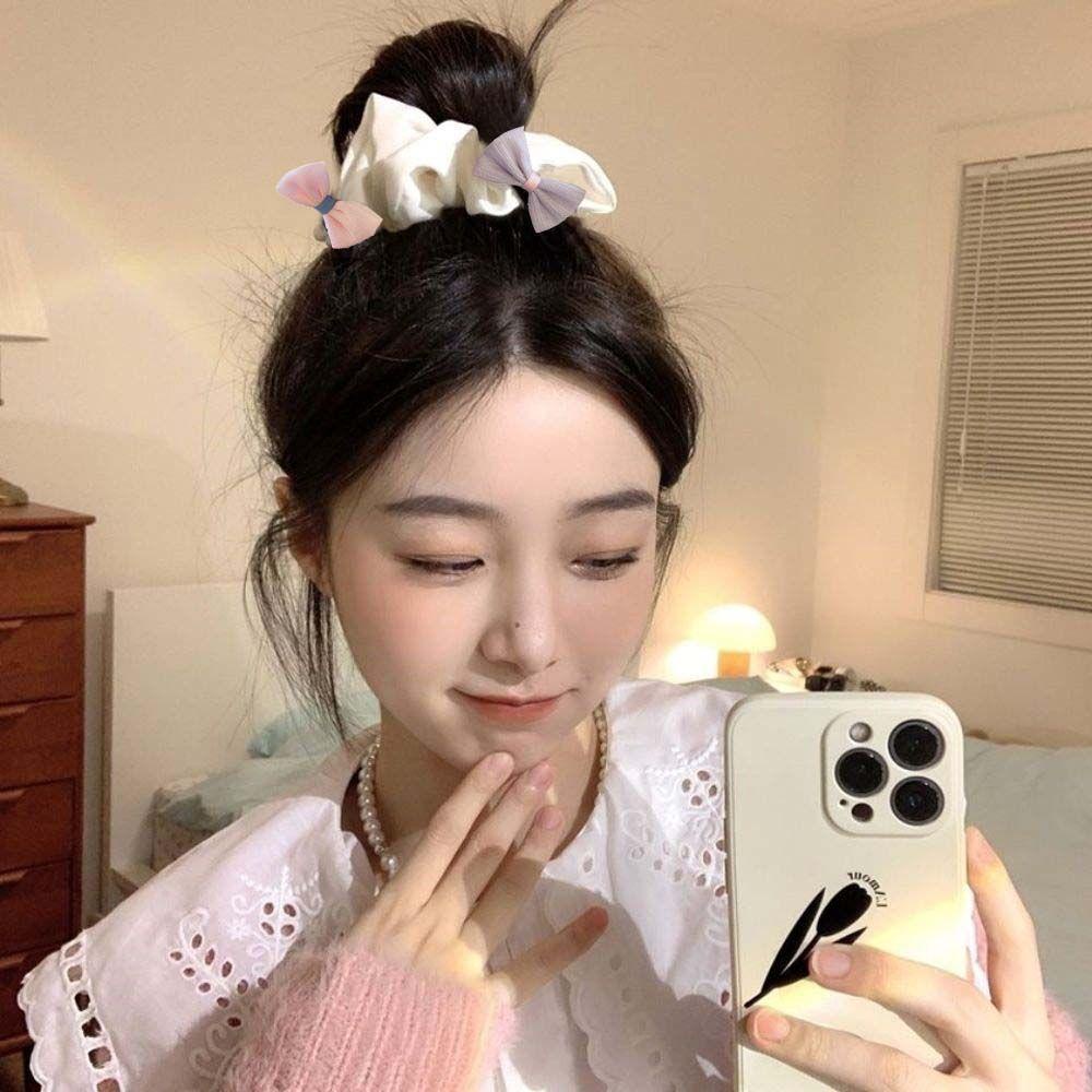 Dây Cột Tóc Cao Su Co Giãn Đính Nơ Cỡ Lớn Phong Cách Retro Thanh Lịch Cho Nữ