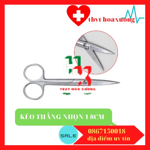 [Hàng Cao Cấp ] Kéo Y Tế Thẳng Nhọn 2 Đầu 18cm- Kéo Cắt Chỉ