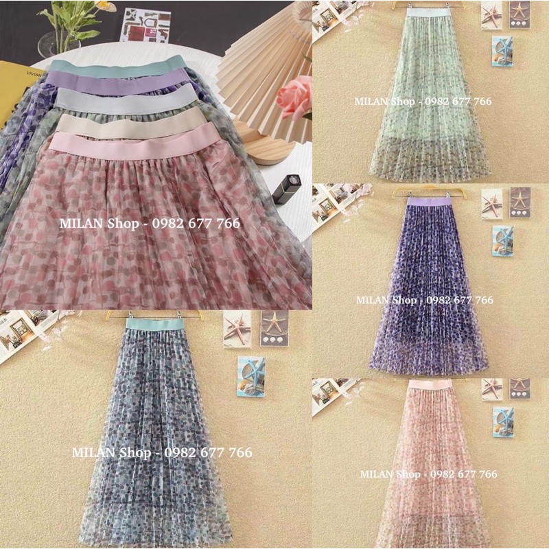 Chân váy xếp ly hoạ tiết hoa 3d nhiều mẫu, màu sang sịn | BigBuy360 - bigbuy360.vn