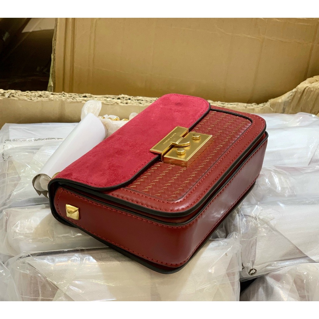 túi kẹp nách + đeo chéo nữ ck2-80701078-4 màu đỏ size 18 cm hàng auth tuồn