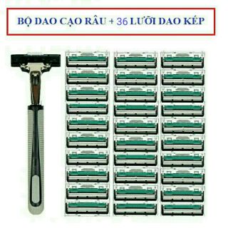 Dao cạo râu Lưỡi kép loại tốt siêu sắc (bộ 36 lưỡi+1 cán + 1 kem cạo)