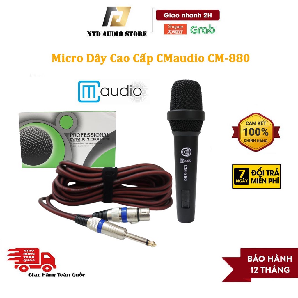 Micro Dây Cao Cấp CMaudio CM-880 - Micro Hát Karaoke Chất Lượng, Thu Mic nhẹ, Âm sáng - Bảo hành 12 tháng