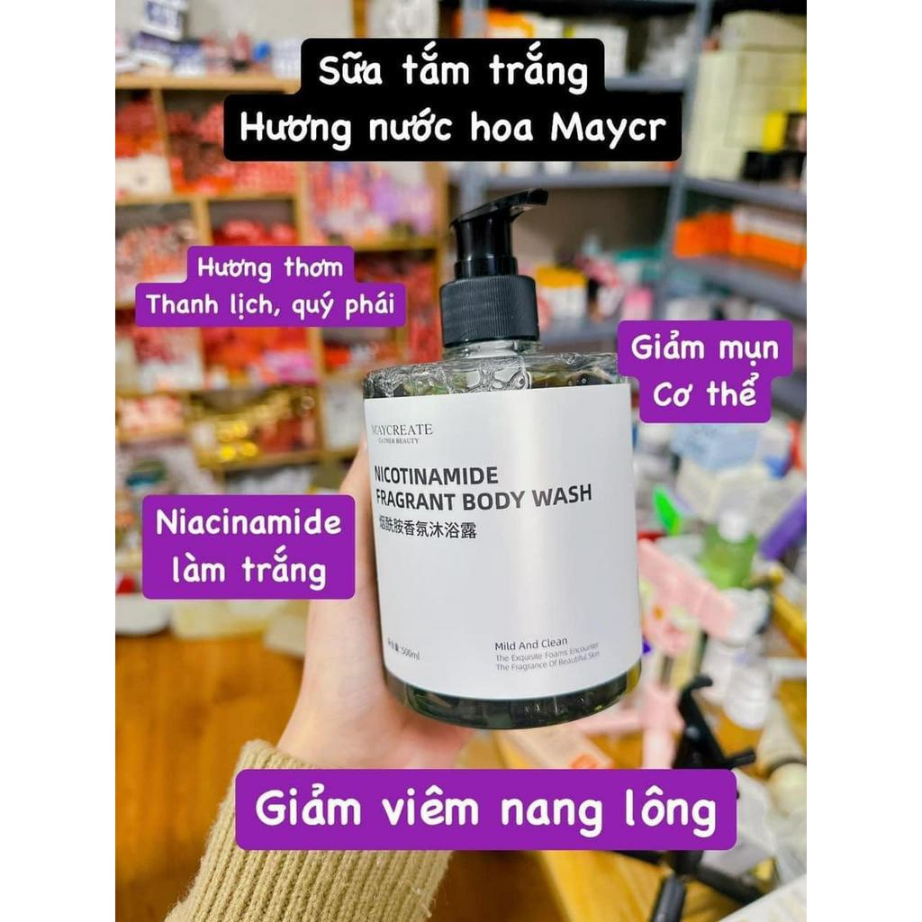 Sữa Tắm Dưỡng Trắng Hương Nước Hoa Maycreate Niacinamide Fragrant Body Wash 500ml