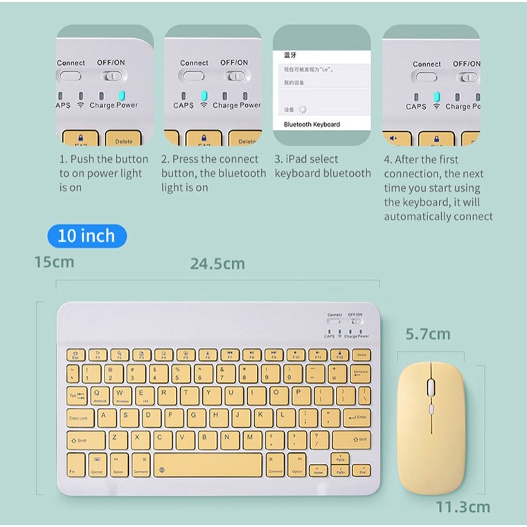 Set Bàn Phím Và Chuột Không Dây 10 / 7.9 Inch Bluetooth 79 Nút Cho Laptop / Pc / Bàn Phím Siêu Mỏng