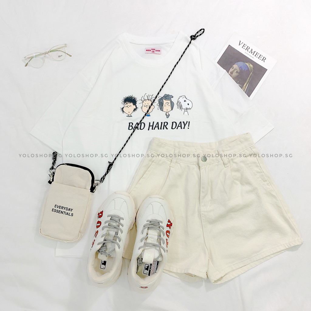 Áo thun tay lỡ 🥕 BAD HAIR DAY 🥕 phông Unisex nam nữ tee oversize form rộng pull Ulzzang Streetwear Hàn Quốc vải mềm