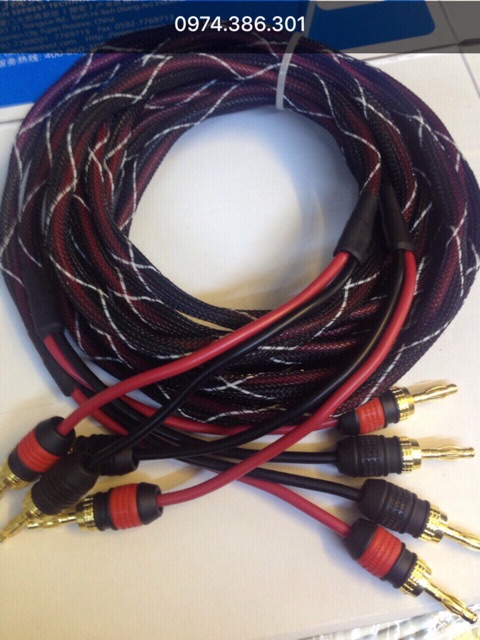 Cặp dây loa đã hoàn thiện 5m 2 vế kết hợp Jack bắp chuối