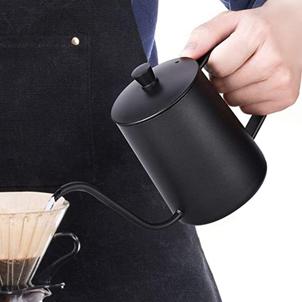 Ấm Pha Cà Phê Cổ Ngỗng Bằng Thép Không Gỉ Màu Đen Có Nắp