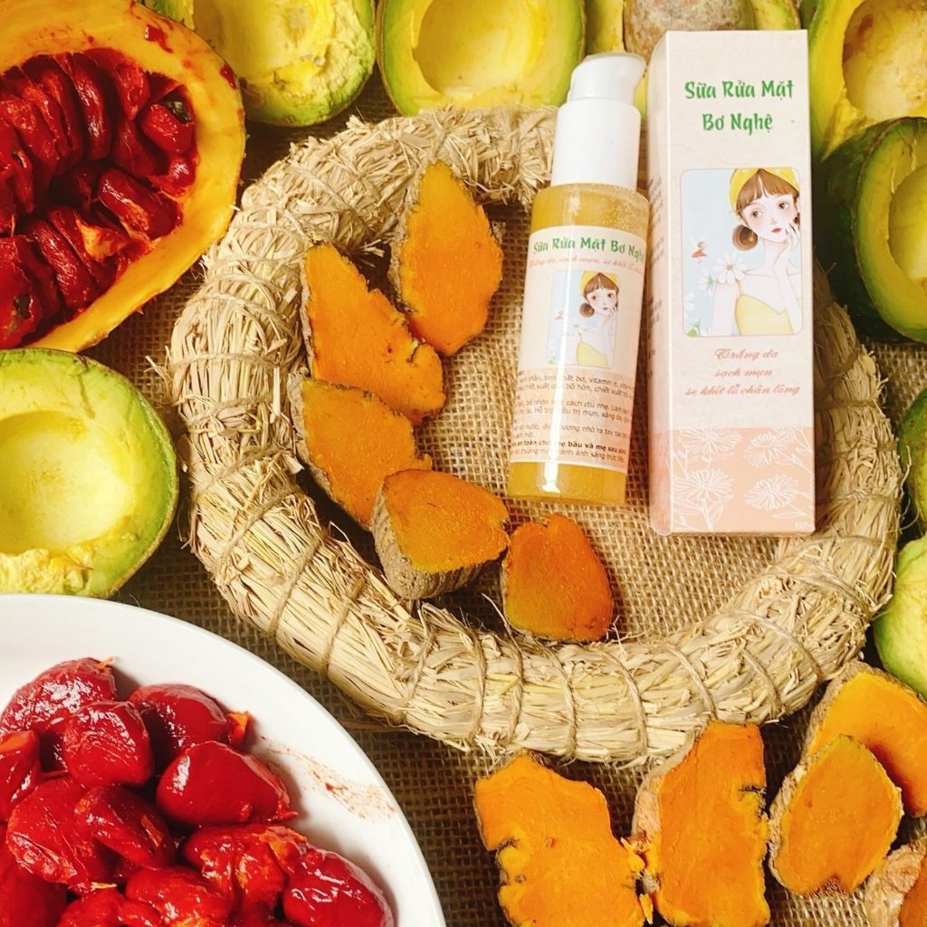 Sữa rửa mặt gấc bơ nghệ handmade 100ml sạch mụn, se khít lỗ chân lông ( có giấy kiểm nghiệm)