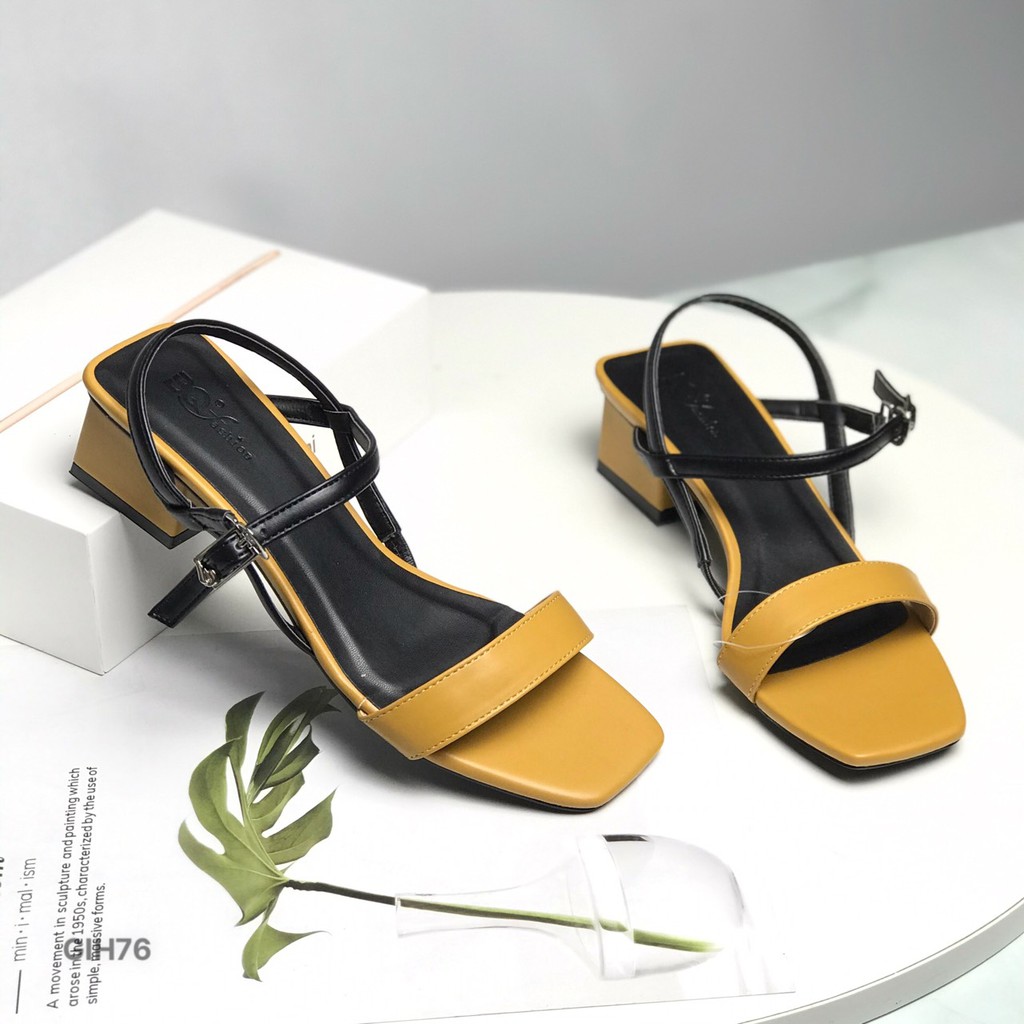 Sandal nữ BQ ❤️FREESHIP❤️ Giày quai hậu cao gót phối quai màu sắc trẻ trung gót vuông 5cm GIH76