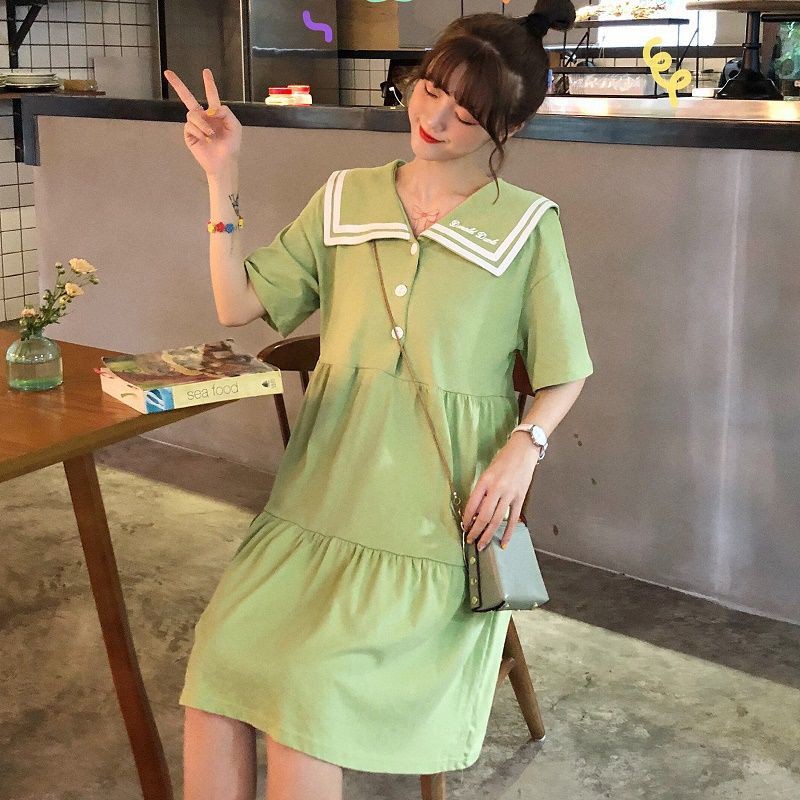 Đầm tay ngắn phối nút phong cách Hàn Quốc thời trang trẻ trung mùa hè cho nữ | BigBuy360 - bigbuy360.vn