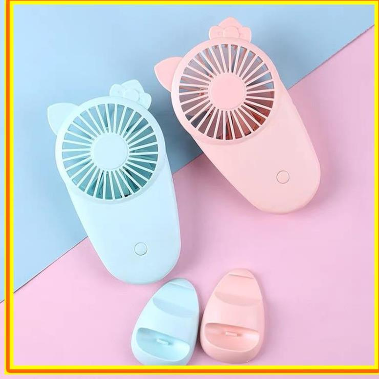 Quạt Mini ,  Quạt Tích Điện Cầm Tay Mẫu Mới 2IN1 Có đế gác điện thoại K160