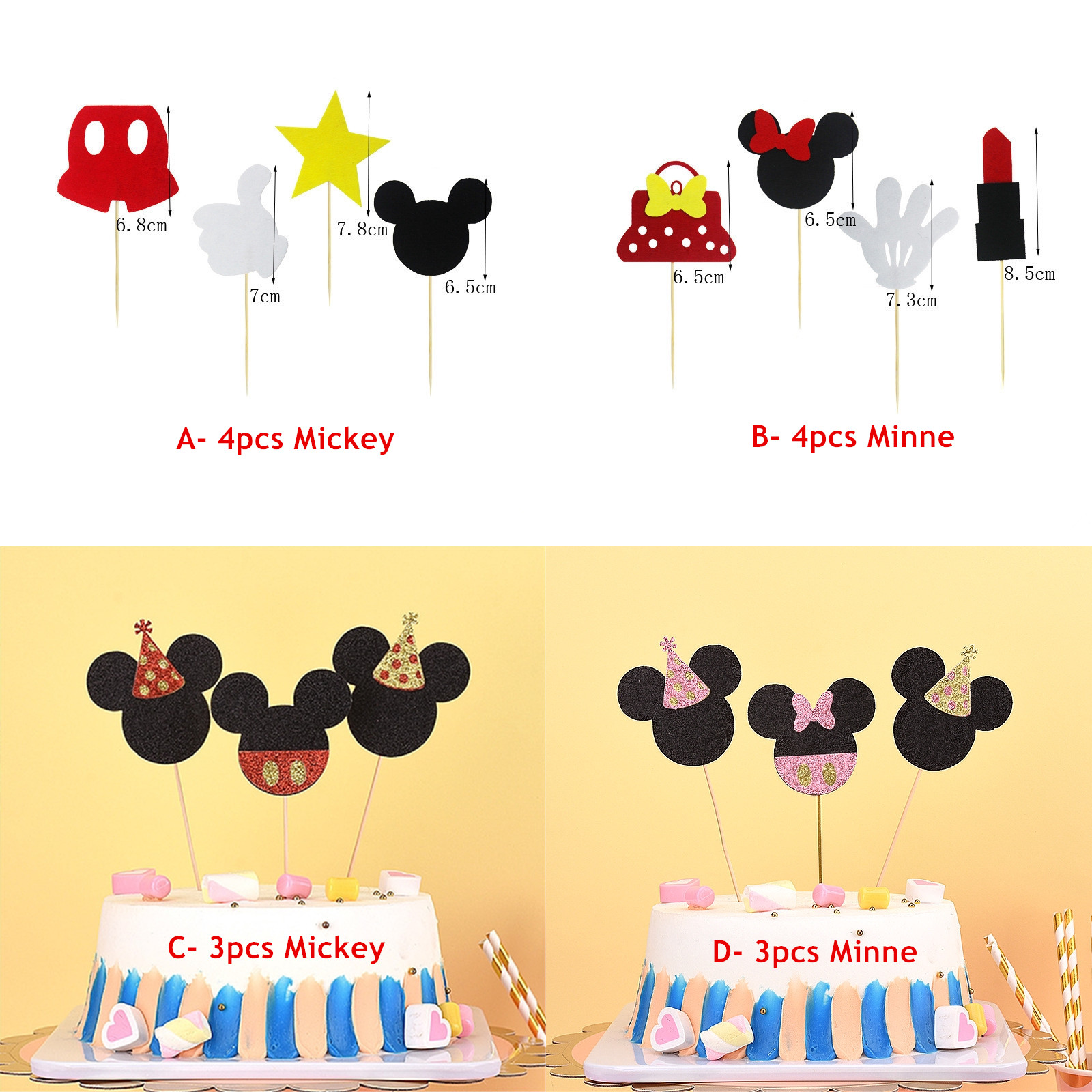 Que Cắm Trang Trí Bánh Kem Hình Chuột Mickey / Minnie 0-9