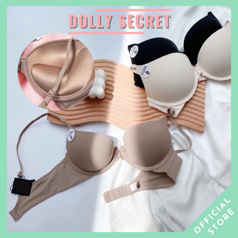 Áo lót đúc su DOLLY SECRET sữa mút kép có gọng siêu nâng ngực đẩy ngực đệm dày chống chảy xệ hàng xuất màu trơn A11