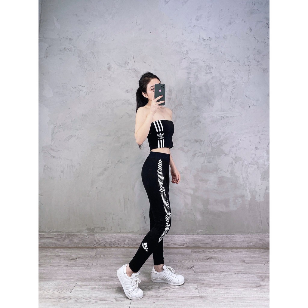 (HÀNG XUẤT XỊN) Quần Legging das đen họa tiết dọc 1775 ALPHASKIN LONG LEGGINGS Made in Cambodia full tag code