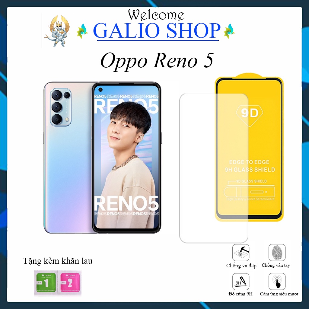 Kính Cường Lực Oppo Reno 5 (2020) Full Màn Trong Suốt Cảm Ứng Siêu Mượt Tặng kèm khăn lau [FM]