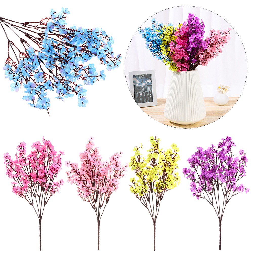 MIOSHOP Wedding Favor Silk Gypsophila Flowers Home Decoration Simulation Plants Artificial Babysbreath Gift Floral|Party Supplies Bridal Bouquet Lifelike Plum Blossom/Multicolor