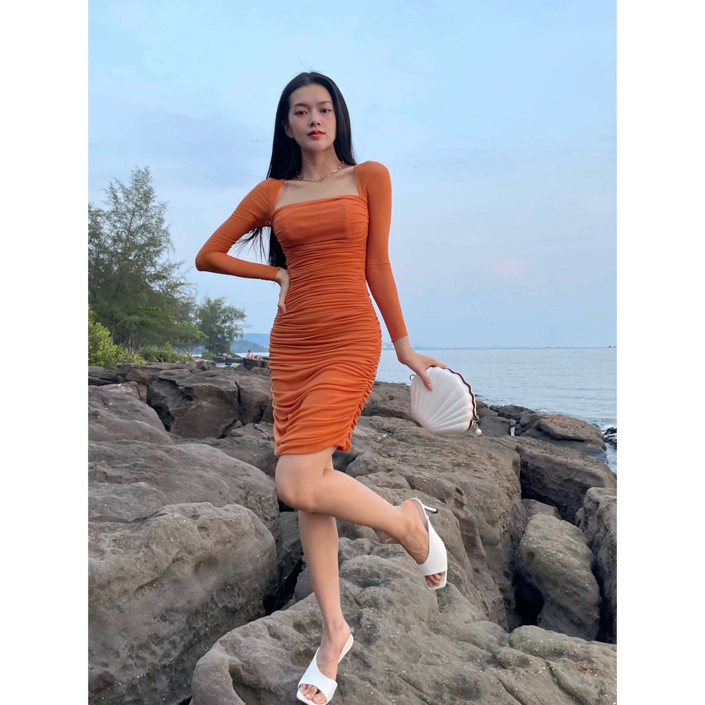 Đầm ôm tay dài Aurelia RECHIC màu cam | BigBuy360 - bigbuy360.vn